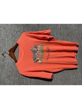 Victoria Falls Zebra Shirt Womens Size Unknown Orange Graphic Souvenir Tee